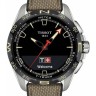 Коричневый каучуковый ремешок Tissot T604047746 с текстильной накладкой, 23/22, титановая пряжка, для часов Tissot T121.420.47.051.07 T-Touch Connect Solar