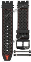 Черный каучуковый ремешок для часов Tissot T603040690, кожаная накладка, красная прострочка, 22/22 мм, черная пряжка, для часов Tissot T-Race Jorge Lorenzo 2018 T115.417.37.061.01