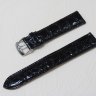 Черный кожаный ремешок из кожи крокодила STAILER ORIGINAL 3471-2011 размер (20/18 мм), длина L (120 / 80 мм) с тиснением под кожу крокодила