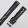 Черный кожаный ремешок из кожи теленка STAILER ORIGINAL 2121-1801 размер (18/16 мм), длина M (105 / 70) с тиснением под кожу крокодила