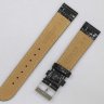 Черный кожаный ремешок из кожи теленка STAILER ORIGINAL 2121-1801 размер (18/16 мм), длина M (105 / 70) с тиснением под кожу крокодила