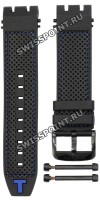 Черный каучуковый ремешок Tissot T603041921, синяя прострочка, черная пряжка, 22/22 мм,  для часов Tissot T-Race Thomas Luthi 2018 T115.417, T115417A