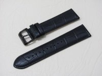 Черный кожаный ремешок из кожи теленка ORIENT OR24-22 размер (24/22 мм), длина L (120 / 80 мм) с тиснением под кожу крокодила