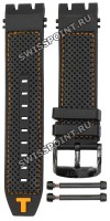 Черный каучуковый ремешок Tissot T603041942, оранжевая прострочка, черная пряжка, 22/22 мм, для часов Tissot T-Race Marc Marquez 2018 T115.417, T115417A