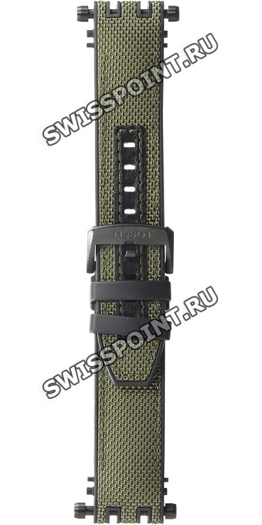 Зеленый каучуковый ремешок Tissot T603044212 с текстильной накладкой, 22/22, черная пряжка, для часов Tissot T-Race T115.427.37.091.00