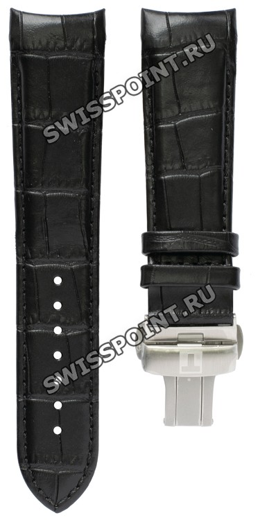 Черный кожаный ремешок Tissot T600028581, теленок, имитация крокодила, интегрированный, стальная клипса, для часов Tissot Couturier T035.439, T035.617