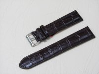 Коричневый кожаный ремешок из кожи теленка STAILER ORIGINAL 2052-2211 размер (22/20 мм), длина L (120 / 80) с тиснением под кожу крокодила