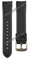 Черный каучуковый ремешок Certina C603019461, 22/20, интегрированный, зелёная прострочка, стальная пряжка, для часов Certina DS-2 C024.447.17.051.02, C024.447.17.051.22