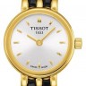 Черный кожаный ремешок Tissot T600030317, 10/8, теленок, имитация крокодила, с вырезом, желтая пряжка, для часов Tissot T-Lovely T058.009