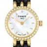 Черный кожаный ремешок Tissot T600030317, 10/8, теленок, имитация крокодила, с вырезом, желтая пряжка, для часов Tissot T-Lovely T058.009