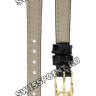 Черный кожаный ремешок Tissot T600030317, 10/8, теленок, имитация крокодила, с вырезом, желтая пряжка, для часов Tissot T-Lovely T058.009