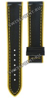 Черный кожаный ремешок Certina C610020868 с желтым текстильным кантом, 20/18, без замка, для часов Certina DS Podium C034.453.36.057.10