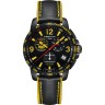 Черный кожаный ремешок Certina C610020868 с желтым текстильным кантом, 20/18, без замка, для часов Certina DS Podium C034.453.36.057.10