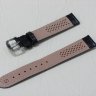 Черный кожаный ремешок из кожи теленка STAILER ORIGINAL 2421-1811 размер (18/16 мм), длина L (120 / 80 мм) с тиснением под кожу крокодила