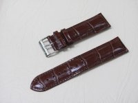 Коричневый кожаный ремешок из кожи теленка STAILER ORIGINAL 2053-2201 размер (22/20 мм), длина M (105 / 70 мм) с тиснением под кожу крокодила