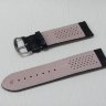 Черный кожаный ремешок из кожи теленка STAILER ORIGINAL 2441-2611 размер (26/24 мм), длина L (120 / 80 мм) с тиснением под кожу крокодила