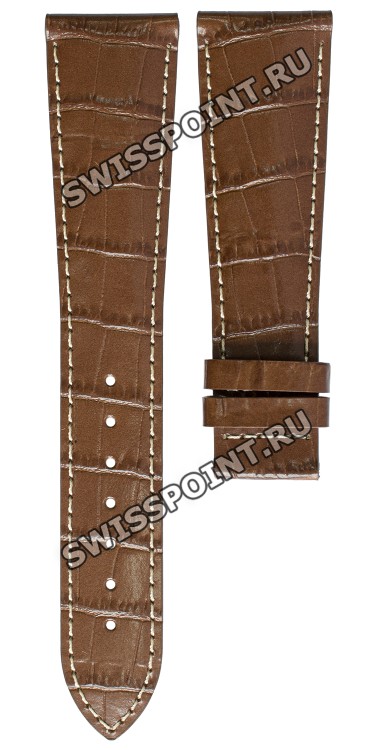 Коричневый кожаный ремешок Certina C610011092, удлиненный, 23/18 XL, имитация крокодила, белая прострочка, без замка, для часов Certina DS Podium Square C001.507, C001.517