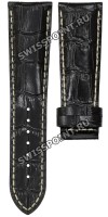 Черный кожаный ремешок Certina C610015262, 24/20, белая прострочка, без замка, для часов Certina DS Podium C001.514