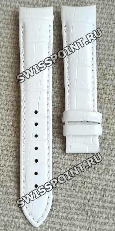 Белый кожаный ремешок Tissot T610038032, глянцевый, имитация крокодила, 18/16, интегрированный, без замка, для часов Tissot Couturier T035.207, T035.210, T035.246 1 Белый кожаный ремешок Tissot T610038032, глянцевый, имитация крокодила, 18/16, интегрированный, без замка, для часов Tissot Couturier T035.207, T035.210, T035.246 1