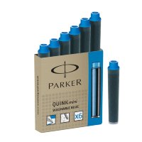 Картриджи с чернилами Parker Quink для перьевой ручки Z17, короткий (MINI), цвет: смываемый синий (Washable Blue) / АРТИКУЛ: S0767240 (№ 62)