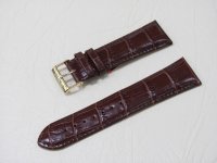 Коричневый кожаный ремешок из кожи теленка STAILER ORIGINAL 2053-2412 размер (24/20 мм), длина L (120 / 80 мм) с тиснением под кожу крокодила