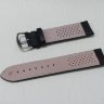 Черный кожаный ремешок из кожи теленка STAILER ORIGINAL 2581-2411 размер (24/22 мм), длина L (120 / 80 мм) с тиснением под кожу теленка