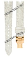Белый кожаный ремешок Tissot T600035781 / T610035782, теленок, под змею, розовая клипса, 16/14 мм, для часов Tissot T-Gold T918.210.76.116.01