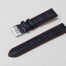 Черный кожаный ремешок из кожи теленка STAILER ORIGINAL 2731-2001 размер (20/16 мм), длина M (105 / 70 мм) с тиснением под кожу крокодила