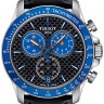Черный кожаный ремешок Tissot T610037467, 22/20, синяя прострочка, без замка, для часов Tissot V8 Alpine T100.427, T106.417, T123.427, T123.610