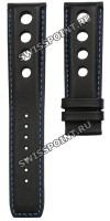 Черный кожаный ремешок Tissot T610037467, 22/20, синяя прострочка, без замка, для часов Tissot V8 Alpine T100.427, T106.417, T123.427, T123.610