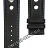 Черный кожаный ремешок Tissot T610037467, 22/20, синяя прострочка, без замка, для часов Tissot V8 Alpine T100.427, T106.417, T123.427, T123.610