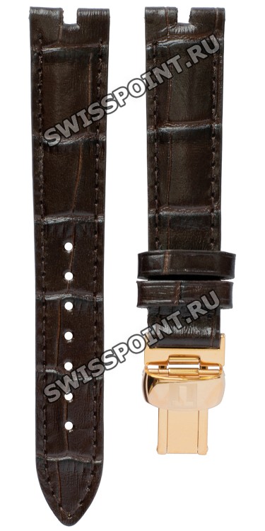 Коричневый кожаный ремешок Tissot T600035836 / T610035837, 16/14, розовая клипса, для часов Tissot T-Gold T918.210.76.116.00
