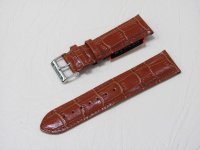 Коричневый кожаный ремешок из кожи теленка STAILER ORIGINAL 2055-2201 размер (22/20 мм), длина M (105 / 70 мм) с тиснением под кожу крокодила