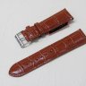 Коричневый кожаный ремешок из кожи теленка STAILER ORIGINAL 2055-2201 размер (22/20 мм), длина M (105 / 70 мм) с тиснением под кожу крокодила