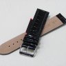Черный кожаный ремешок из кожи теленка STAILER ORIGINAL 1031-2211 размер (22/20 мм), длина L (120 / 80 мм) с тиснением под кожу крокодила