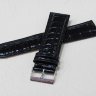 Черный кожаный ремешок из кожи теленка STAILER ORIGINAL 1031-2211 размер (22/20 мм), длина L (120 / 80 мм) с тиснением под кожу крокодила