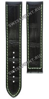Черный кожаный ремешок Certina C610018592, теленок, зеленая прострочка, 21/20, без замка, для часов Certina Ds-2 C024.410