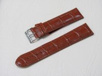 Коричневый кожаный ремешок из кожи теленка STAILER ORIGINAL 2055-2211 размер (22/20 мм), длина L (120 / 80 мм) с тиснением под кожу крокодила