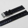 Черный кожаный ремешок из кожи теленка STAILER ORIGINAL 1031-2411 размер (24/22 мм), длина L (120 / 80 мм) с тиснением под кожу крокодила