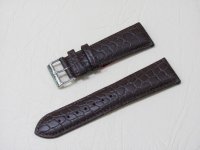 Коричневый кожаный ремешок из кожи теленка STAILER ORIGINAL 2062-2401 размер (24/20 мм), длина M (105 / 70 мм) с тиснением под кожу крокодила
