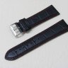 Черный кожаный ремешок из кожи теленка STAILER ORIGINAL 2731-2411 размер (24/20 мм), длина L (120 / 80 мм) с тиснением под кожу крокодила