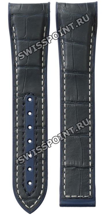 Синий каучуковый ремешок Omega O032RUZ005702 с накладкой из кожи аллигатора, 21/18, длина 100/95, без замка, для часов Omega 215.33.44.21.03.001 Seamaster Planet Ocean 600m Co-Axial Master Chronometer 43,5 mm
