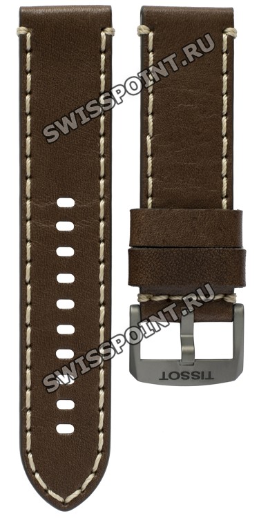 Коричневый кожаный ремешок Tissot T600041405, серая пряжка, 22/22 мм, для часов Tissot Chrono XL T116.617.36.047.00
