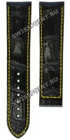 Черный кожаный ремешок Certina C610018687, теленок, желтая прострочка, 22/20, без замка, для часов Certina Ds-2 C024.447