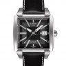 Черный кожаный ремешок Tissot T610027944, теленок, 20/18, белая прострочка, без замка, для часов Tissot Quadrato T005.507