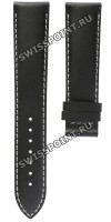 Черный кожаный ремешок Tissot T610027944, теленок, 20/18, белая прострочка, без замка, для часов Tissot Quadrato T005.507