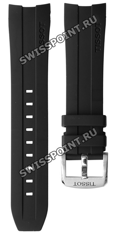 Черный каучуковый ремешок Tissot T603034055, 23/20, интегрированный, стальная пряжка, для часов Tissot T-Sport PRC 200 Automatic Chronograph T055.427, T055427