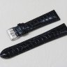 Черный кожаный ремешок из кожи теленка STAILER ORIGINAL 1041-2211 размер (22/18 мм), длина L (120 / 80 мм) с тиснением под кожу крокодила