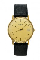 Черный кожаный ремешок Tissot T600013357, теленок, 18/16, желтая пряжка, для часов Tissot Goldrun