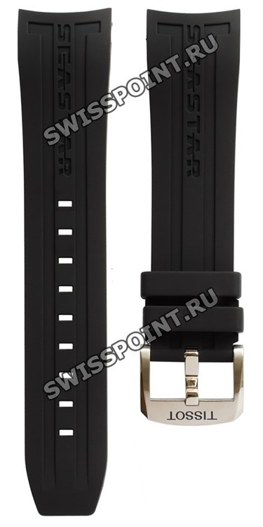 Черный каучуковый ремешок Tissot T603035735, 23/20, интегрированный, стальная пряжка, для часов Tissot Seastar 1000 ванный, стальная пряжка, для часов Tissot Seastar 1000 T066.417.17.057.00, T066.417.17.057.01, T066417A